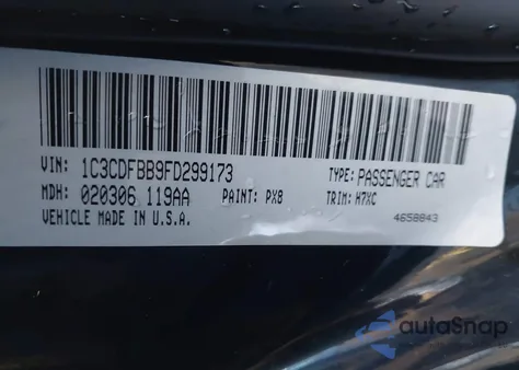 2015 Dodge Dart Sxt из США, поврежденный, VIN 1C3CDFBB9FD299173